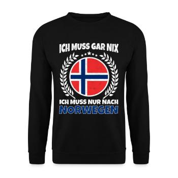 Ich Muss Gar Nichts - Ich Muss Nur Nach Norwegen - Unisex Pullover - Schwarz - Vorne - Alina (178cm) & Michal (187cm)