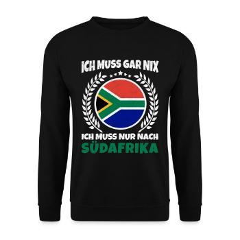 Ich muss gar nichts - Ich muss nur nach Südafrika - Unisex Pullover - Schwarz - Vorne - Alina (178cm) & Michal (187cm)