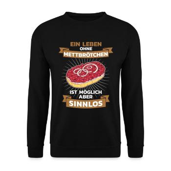 Mett Mettbrötchen Hackfleisch - Unisex Pullover - Schwarz - Vorne - Alina (178cm) & Michal (187cm)