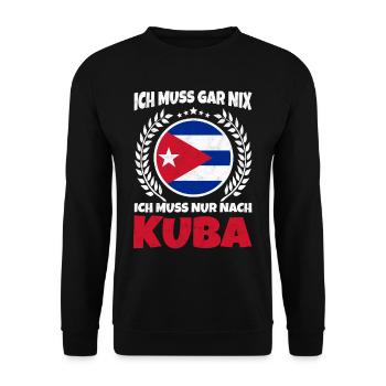 Ich muss gar nichts - Ich muss nur nach Kuba Reise - Unisex Pullover - Schwarz - Vorne - Alina (178cm) & Michal (187cm)