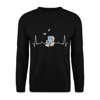 Chaise de plage Heartbeat Beach Mer Baltique Mer du Nord - Sweat-shirt Unisexe - noir - Devant - Alina (178cm) & Michal (187cm)