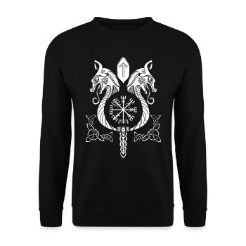 Boussole de runes noeud celtique dragon viking - Sweat-shirt Unisexe - noir - Devant - Alina (178cm) & Michal (187cm)