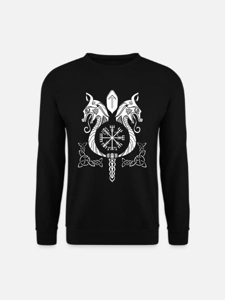 Wikinger Drachen Keltische Knoten Runen Kompass - Unisex Pullover - Schwarz