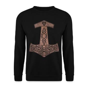 Hammer from Thor Mjölnir copper Viking gift - Unisex Sweatshirt - black - Front - Alina (178cm) & Michal (187cm)