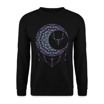 Spiritual Moon Mandala Indian Vivid Colors - Unisex Sweatshirt - black - Front - Alina (178cm) & Michal (187cm)
