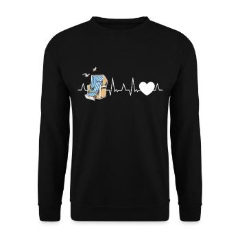 Chaise de plage Heartbeat Beach Mer Baltique Mer du Nord - Sweat-shirt Unisexe - noir - Devant - Alina (178cm) & Michal (187cm)