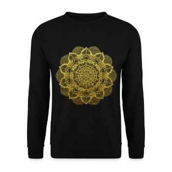 Golden Mandala Yoga Flower of Life Design - Unisex Sweatshirt - black - Front - Alina (178cm) & Michal (187cm)