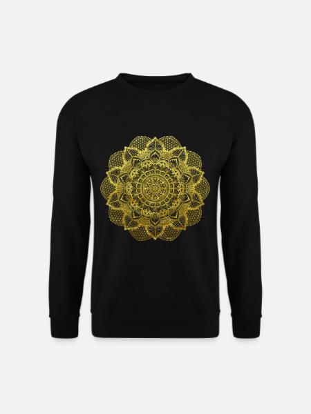 Goldene Mandala Yoga Blume des Lebens Design - Unisex Pullover - Schwarz