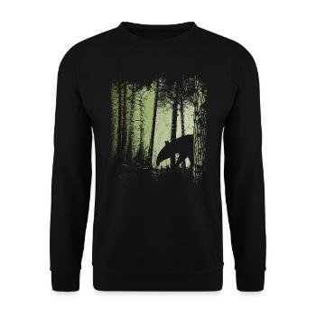 Tapir silhouette in | Twilight forest - Unisex Sweatshirt - black - Front - Alina (178cm) & Michal (187cm)
