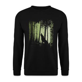 Forest Howling Wolf Silhouette - Unisex Sweatshirt - black - Front - Alina (178cm) & Michal (187cm)