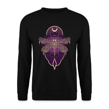 Libellule magique Mandala avec fleur de vie - Sweat-shirt Unisexe - noir - Devant - Alina (178cm) & Michal (187cm)