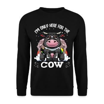 Kuh- I'm Only Here For The Cow - Kuh Retro Style - Unisex Pullover - Schwarz - Vorne - Alina (178cm) & Michal (187cm)