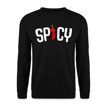 Spicy Chili Schriftzug Scharfe Chilischote - Unisex Pullover - Schwarz - Vorne - Alina (178cm) & Michal (187cm)