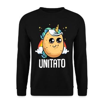 Unitato cute kawaii unicorn magic potato - Unisex Sweatshirt - black - Front - Alina (178cm) & Michal (187cm)