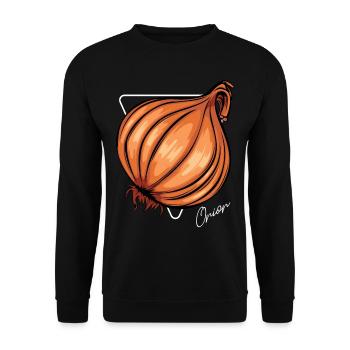 Trendy Onion Cool Gemüse Zwiebeln - Unisex Pullover - Schwarz - Vorne - Alina (178cm) & Michal (187cm)