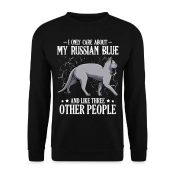 Je ne me soucie que de mon bleu russe - Katzen Spruch - Sweat-shirt Unisexe - noir - Devant - Alina (178cm) & Michal (187cm)