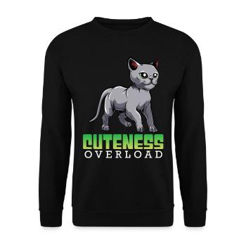 Russisch Blau Cuteness Overload Kawaii Katze - Unisex Pullover - Schwarz - Vorne - Alina (178cm) & Michal (187cm)