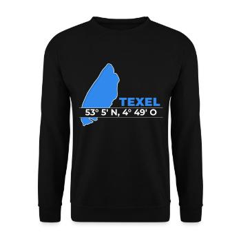 Texel Niederlande Holland Insel Koordinaten - Unisex Pullover - Schwarz - Vorne - Alina (178cm) & Michal (187cm)