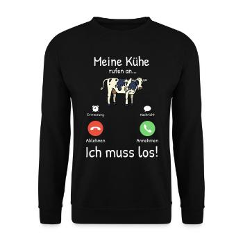 Mes vaches appellent - Farmer Farmer Animals - Sweat-shirt Unisexe - noir - Devant - Alina (178cm) & Michal (187cm)