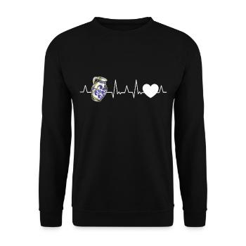 Bembel heartbeat cider Ãppelwoi Äppler Gesche - Unisex Sweatshirt - black - Front - Alina (178cm) & Michal (187cm)