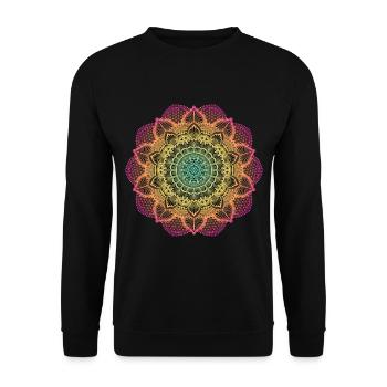 Yoga Goa Mandala Blume des Lebens Geschenkidee - Unisex Pullover - Schwarz - Vorne - Alina (178cm) & Michal (187cm)