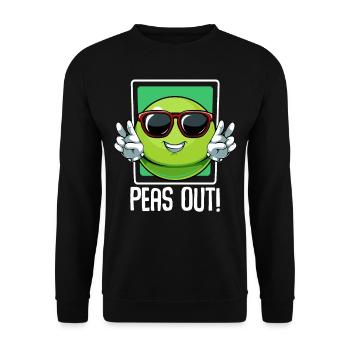 Erbsen - Peas Out! Cools Gemüse Wortspiel Spruch - Unisex Pullover - Schwarz - Vorne - Alina (178cm) & Michal (187cm)
