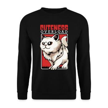 Niedliche Perserkatze - Cuteness Overload - Kawaii - Unisex Pullover - Schwarz - Vorne - Alina (178cm) & Michal (187cm)