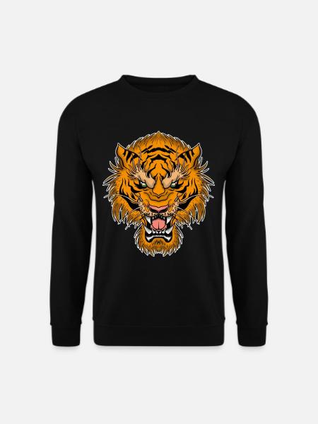 Vintage Tiger Japan Tattoo Design Martial Arts Cat - Unisex Sweatshirt - black