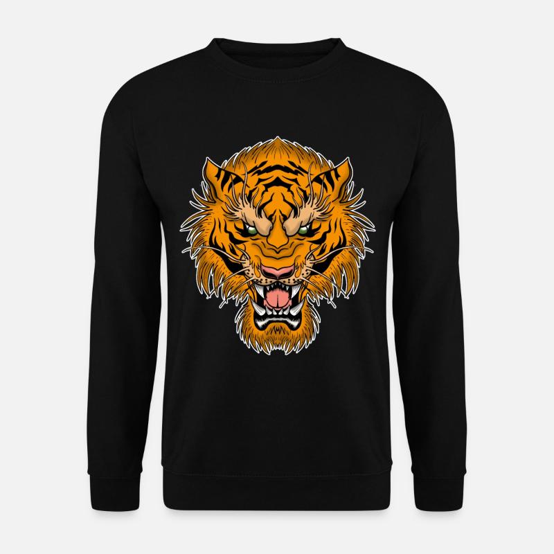 Vintage Tiger Japan Tattoo Design Kampfsport Katze - Unisex Pullover - Schwarz