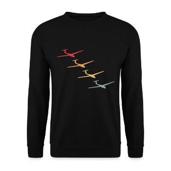 Segelflugzeug Segelflieger Segelflug Retro Vintage - Unisex Pullover - Schwarz - Vorne - Alina (178cm) & Michal (187cm)