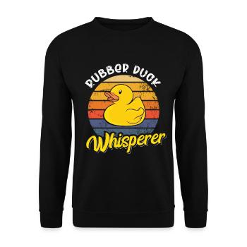 Gummienten Flüsterer Badeente Ente - Unisex Pullover - Schwarz - Vorne - Alina (178cm) & Michal (187cm)