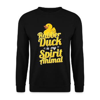 Rubber Duck is my Spirit Animal Gummiente - Unisex Pullover - Schwarz - Vorne - Alina (178cm) & Michal (187cm)