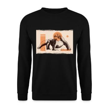 Komodowaran Komodo Reptilien Vintage - Unisex Pullover - Schwarz - Vorne - Alina (178cm) & Michal (187cm)