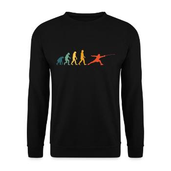 Fechter Evolution Fechtkampf Fechten Vintage Retro - Unisex Pullover - Schwarz - Vorne - Alina (178cm) & Michal (187cm)