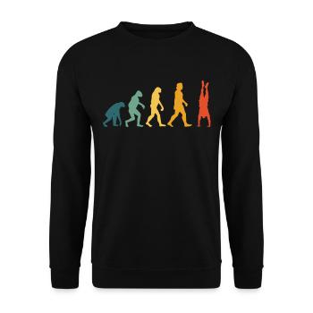 Handstand Evolution Turnen Gymnastik Retro Vintage - Unisex Pullover - Schwarz - Vorne - Alina (178cm) & Michal (187cm)
