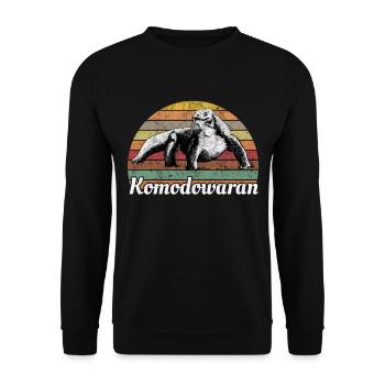 Komodowaran Komodo Reptilien Vintage - Unisex Pullover - Schwarz - Vorne - Alina (178cm) & Michal (187cm)