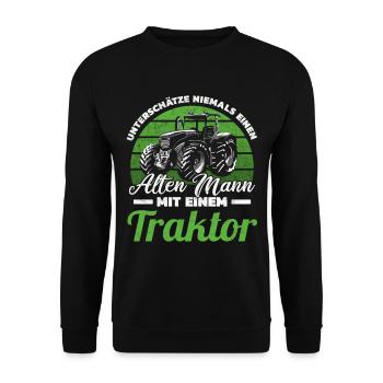 Unterschätze niemals einen alten Mann mit einem Tr - Unisex Pullover - Schwarz - Vorne - Alina (178cm) & Michal (187cm)