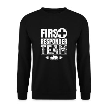 Ersthelfer Team Notfallhelfer Erstversorger Job - Unisex Pullover - Schwarz - Vorne - Alina (178cm) & Michal (187cm)