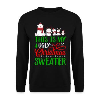 This Is My Ugly Christmas Sweater Funny - Unisex Sweatshirt - black - Front - Alina (178cm) & Michal (187cm)