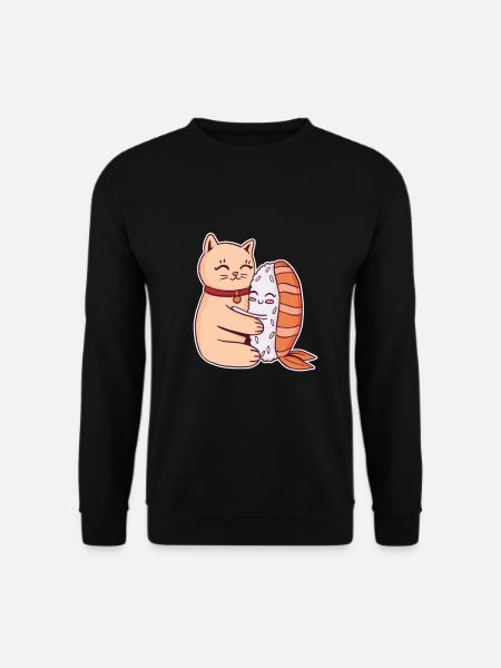 Katze umarmt Sushi Nigiri Japan - Unisex Pullover - Schwarz