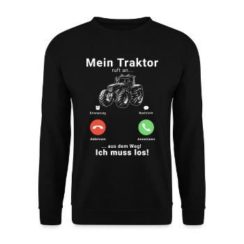 Mein Traktor ruft Aus dem Weg Ich muss los - Unisex Pullover - Schwarz - Vorne - Alina (178cm) & Michal (187cm)