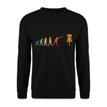 Discgolf Evolution Vintage Disk Golf Spieler - Unisex Pullover - Schwarz - Vorne - Alina (178cm) & Michal (187cm)
