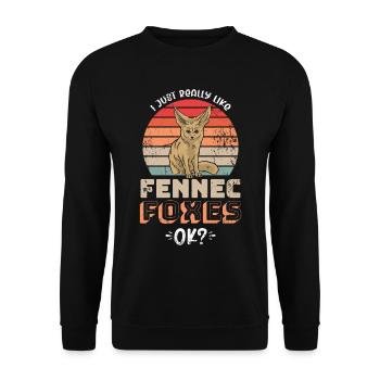 I just really like Fennec Foxes Desert Fox Fox - Unisex Sweatshirt - black - Front - Alina (178cm) & Michal (187cm)