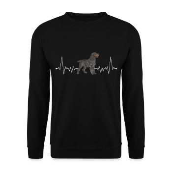 German Wirehaired Pointer Heartbeat Hound Dog - Unisex Sweatshirt - black - Front - Alina (178cm) & Michal (187cm)