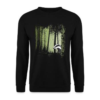 blaireau effronté dans l'illustration de la forêt crépusculaire - Sweat-shirt Unisexe - noir - Devant - Alina (178cm) & Michal (187cm)