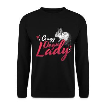 Crazy Degu Lady Chilean Rodent Gift - Unisex Sweatshirt - black - Front - Alina (178cm) & Michal (187cm)