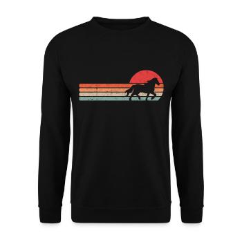 Islandpferd Tölt Pferd Reiten Retro - Unisex Pullover - Schwarz - Vorne - Alina (178cm) & Michal (187cm)