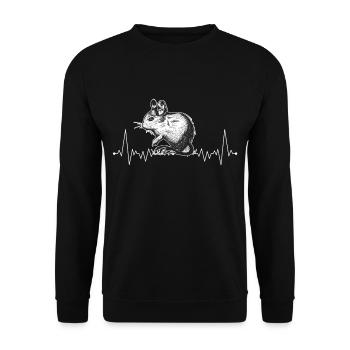 Cadeau de Rongeurs Degu Heartbeat - Sweat-shirt Unisexe - noir - Devant - Alina (178cm) & Michal (187cm)