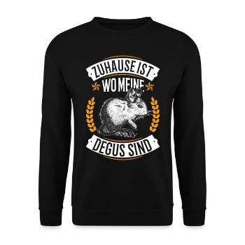Zuhause ist wo meine Degus sind Degu Geschenk - Unisex Pullover - Schwarz - Vorne - Alina (178cm) & Michal (187cm)