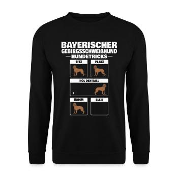 Bayerischer Gebirgsschweisshund Tricks BGS - Unisex Pullover - Schwarz - Vorne - Alina (178cm) & Michal (187cm)